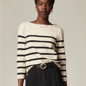 J Crew Classic Mariner Boatneck Cream and Black size Medium